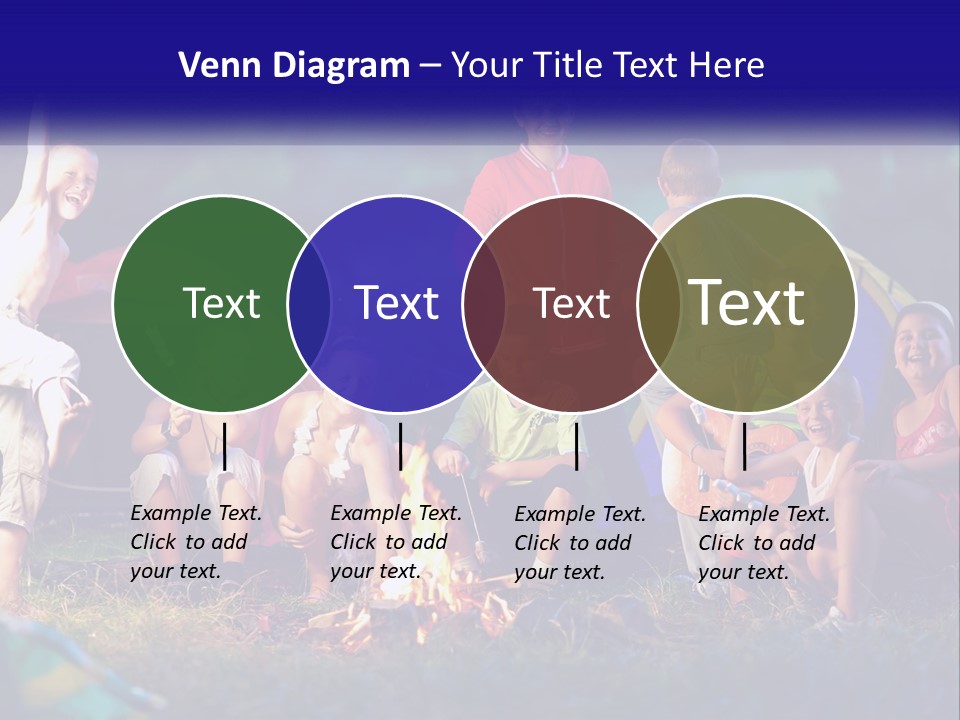 A Group Of Children Sitting Around A Campfire PowerPoint Template