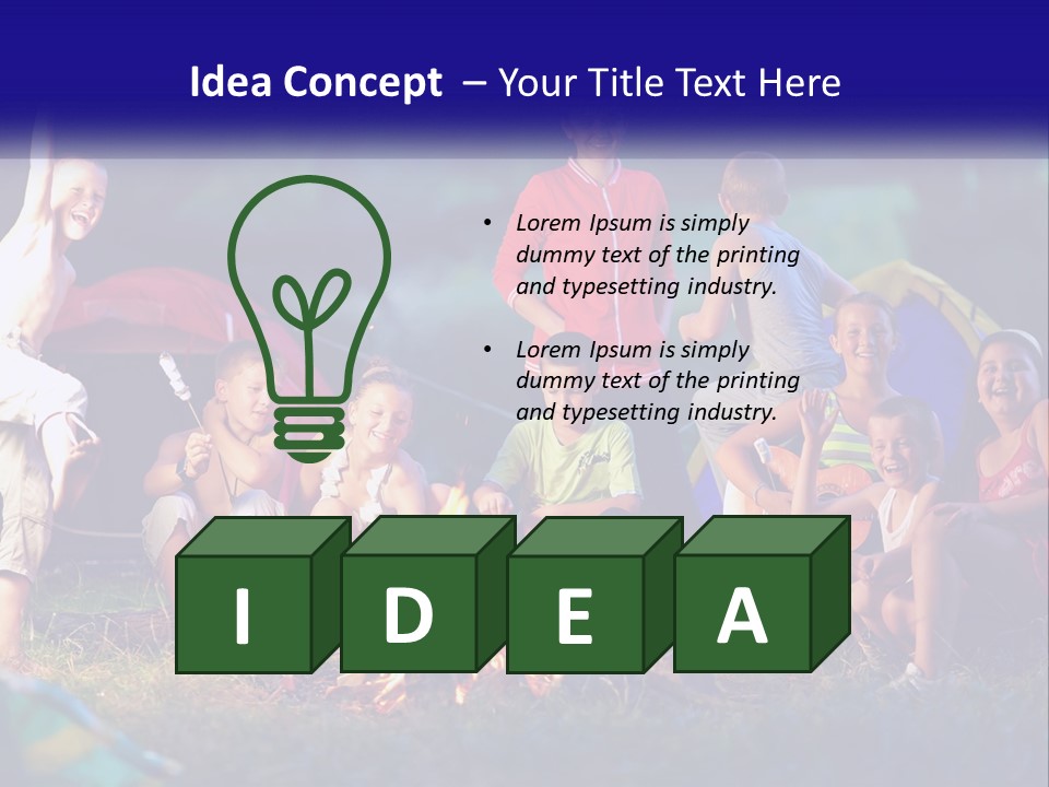 A Group Of Children Sitting Around A Campfire PowerPoint Template