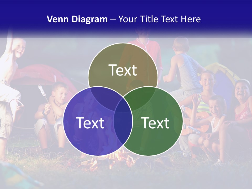 A Group Of Children Sitting Around A Campfire PowerPoint Template