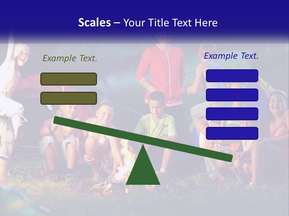 A Group Of Children Sitting Around A Campfire PowerPoint Template