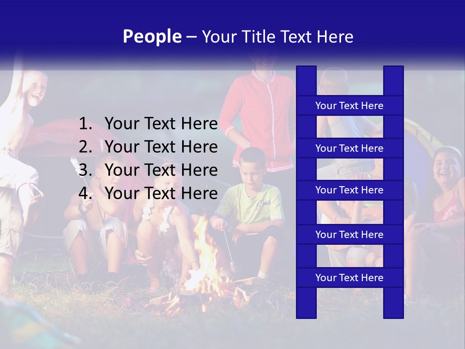 A Group Of Children Sitting Around A Campfire PowerPoint Template