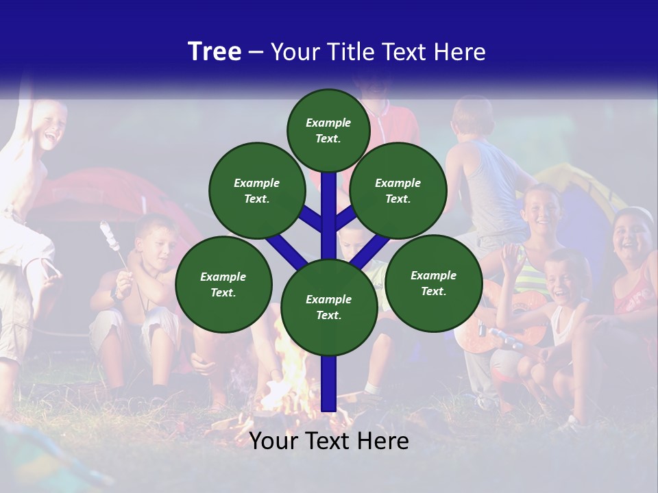 A Group Of Children Sitting Around A Campfire PowerPoint Template