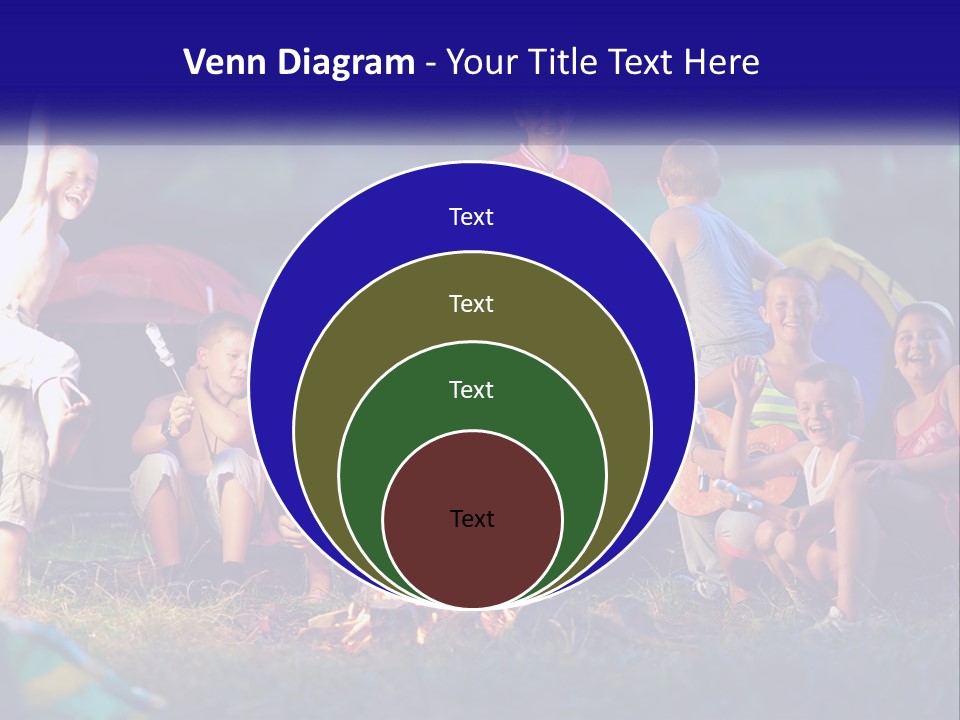 A Group Of Children Sitting Around A Campfire PowerPoint Template