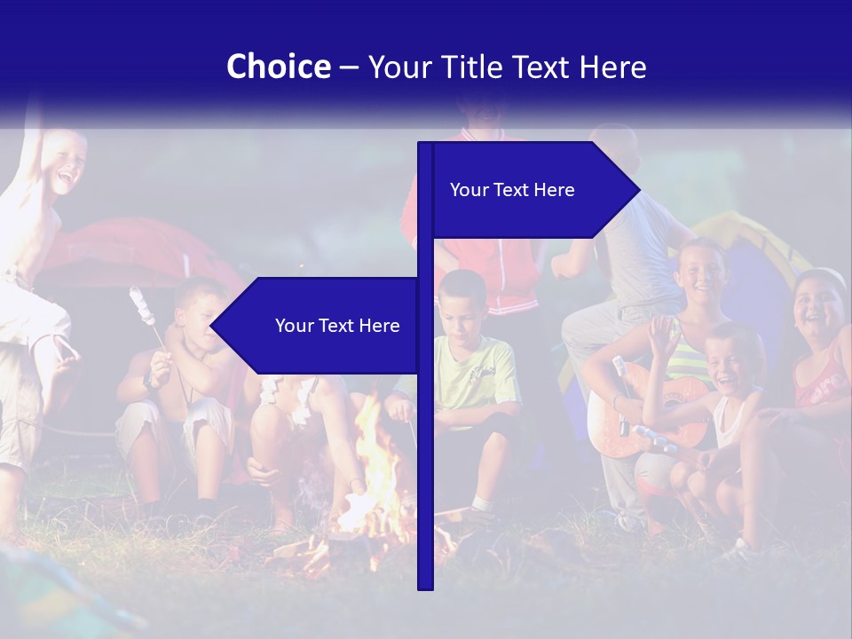 A Group Of Children Sitting Around A Campfire PowerPoint Template