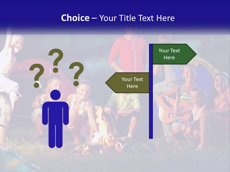 A Group Of Children Sitting Around A Campfire PowerPoint Template