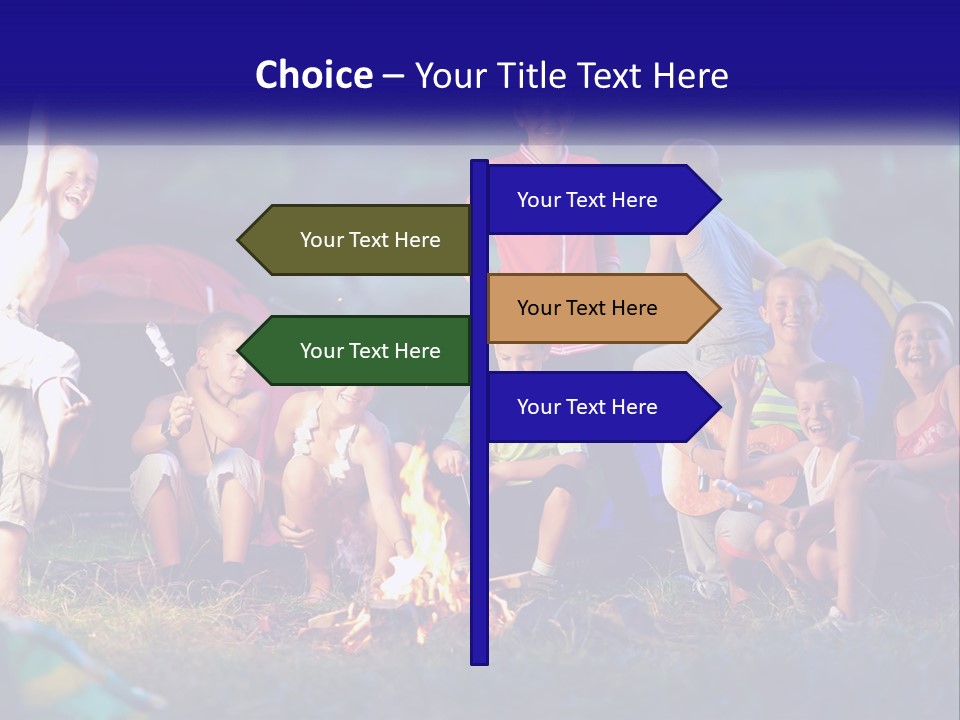 A Group Of Children Sitting Around A Campfire PowerPoint Template