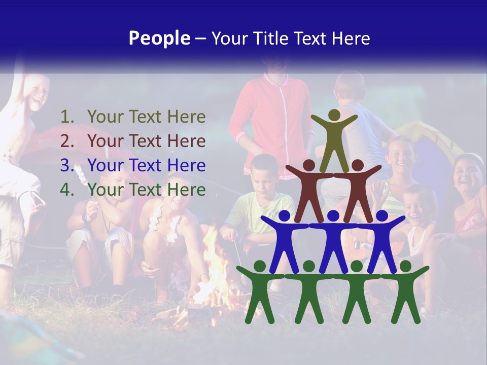 A Group Of Children Sitting Around A Campfire PowerPoint Template