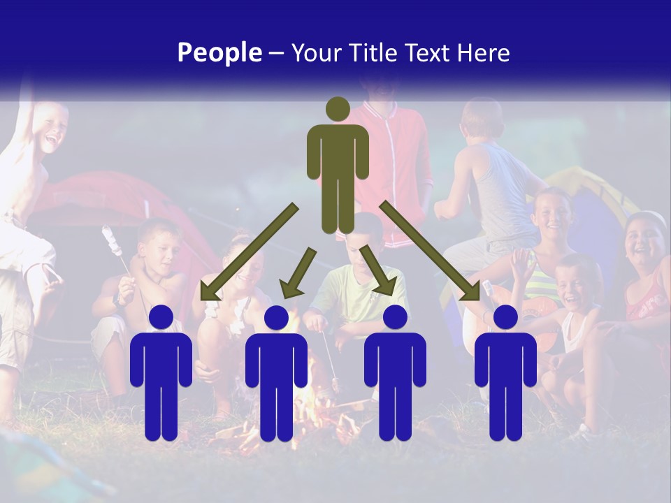 A Group Of Children Sitting Around A Campfire PowerPoint Template