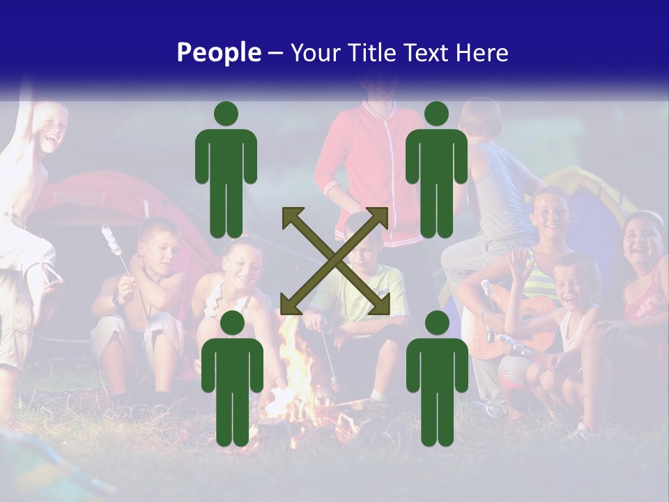 A Group Of Children Sitting Around A Campfire PowerPoint Template