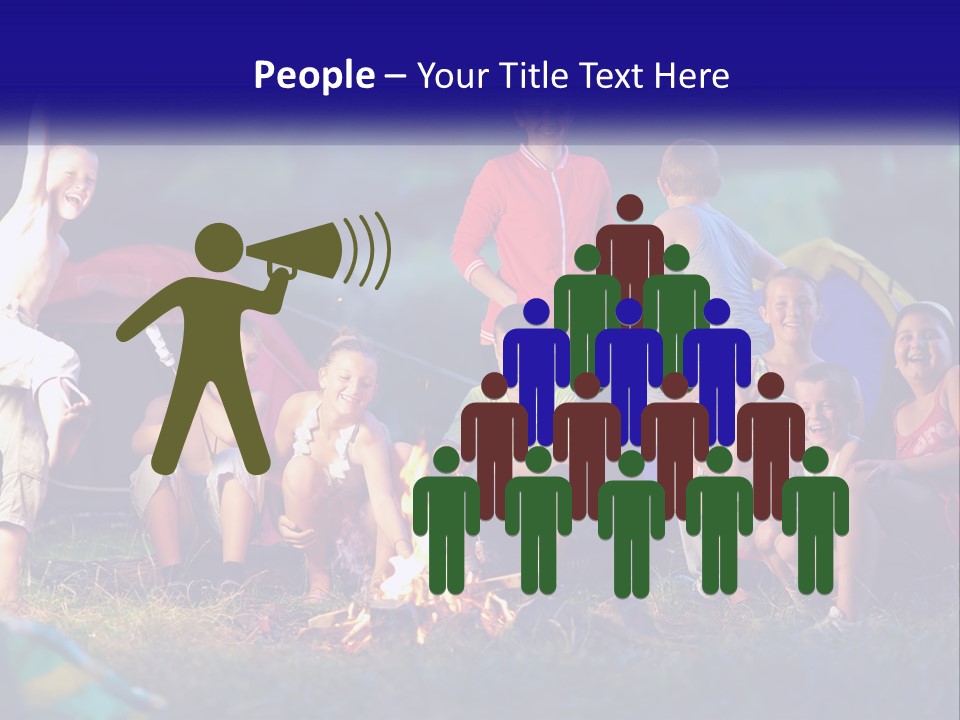 A Group Of Children Sitting Around A Campfire PowerPoint Template