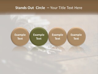 A Bunch Of Keys Sitting On Top Of A Wooden Table PowerPoint Template