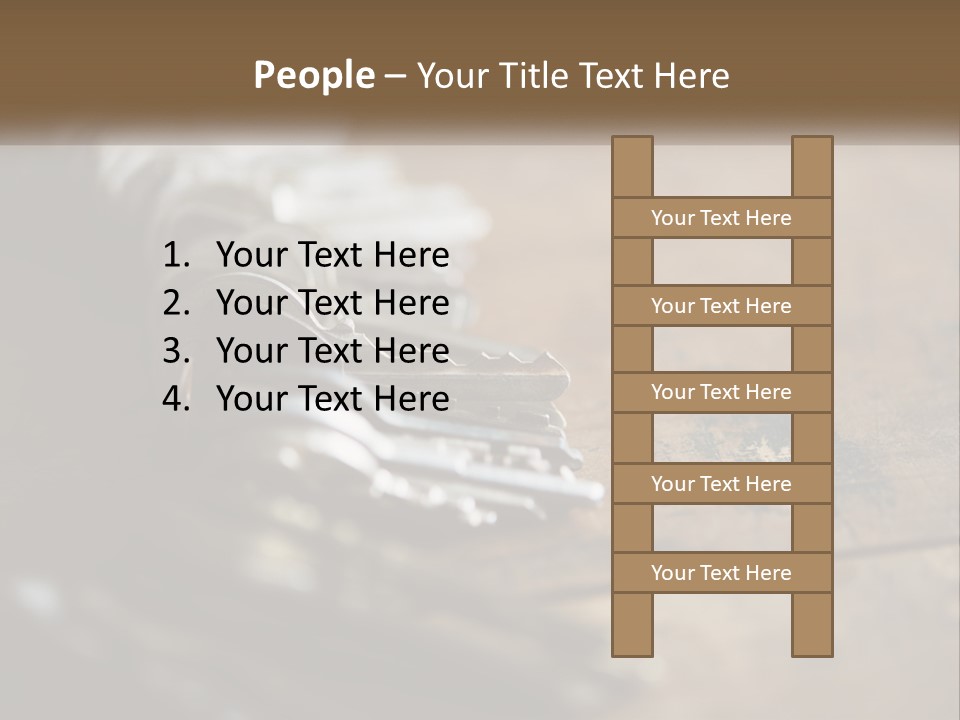A Bunch Of Keys Sitting On Top Of A Wooden Table PowerPoint Template