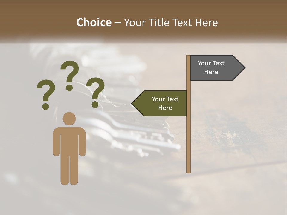 A Bunch Of Keys Sitting On Top Of A Wooden Table PowerPoint Template