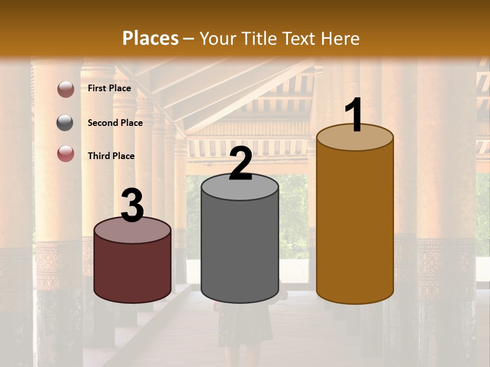 A Woman Walking Down A Walkway In A Building PowerPoint Template