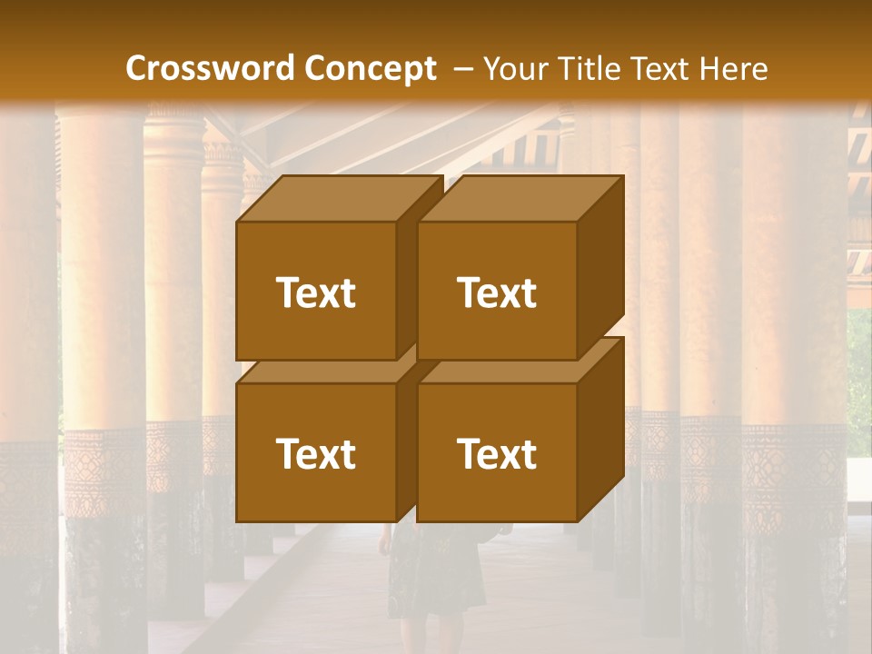 A Woman Walking Down A Walkway In A Building PowerPoint Template