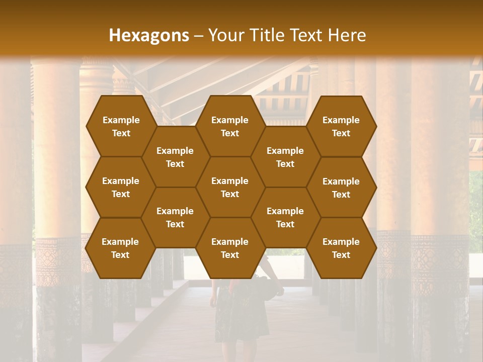 A Woman Walking Down A Walkway In A Building PowerPoint Template