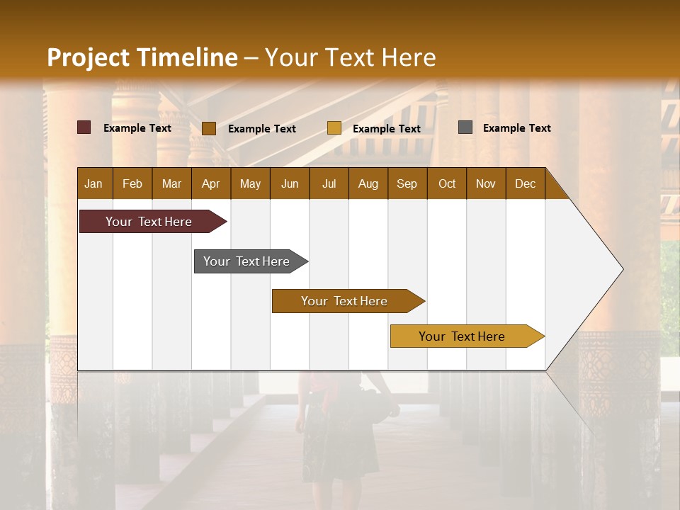 A Woman Walking Down A Walkway In A Building PowerPoint Template