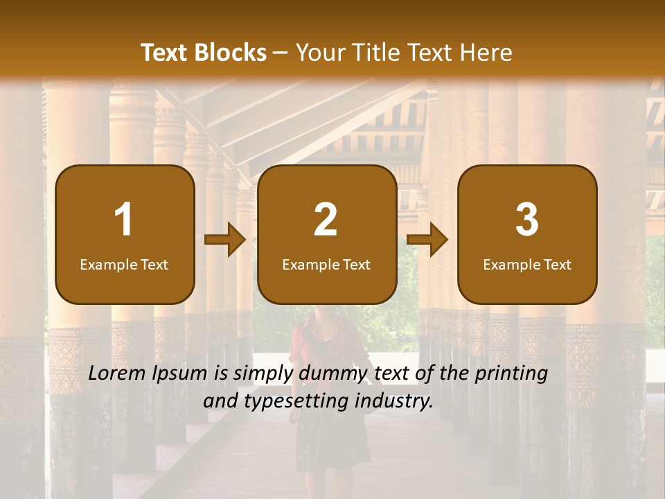 A Woman Walking Down A Walkway In A Building PowerPoint Template