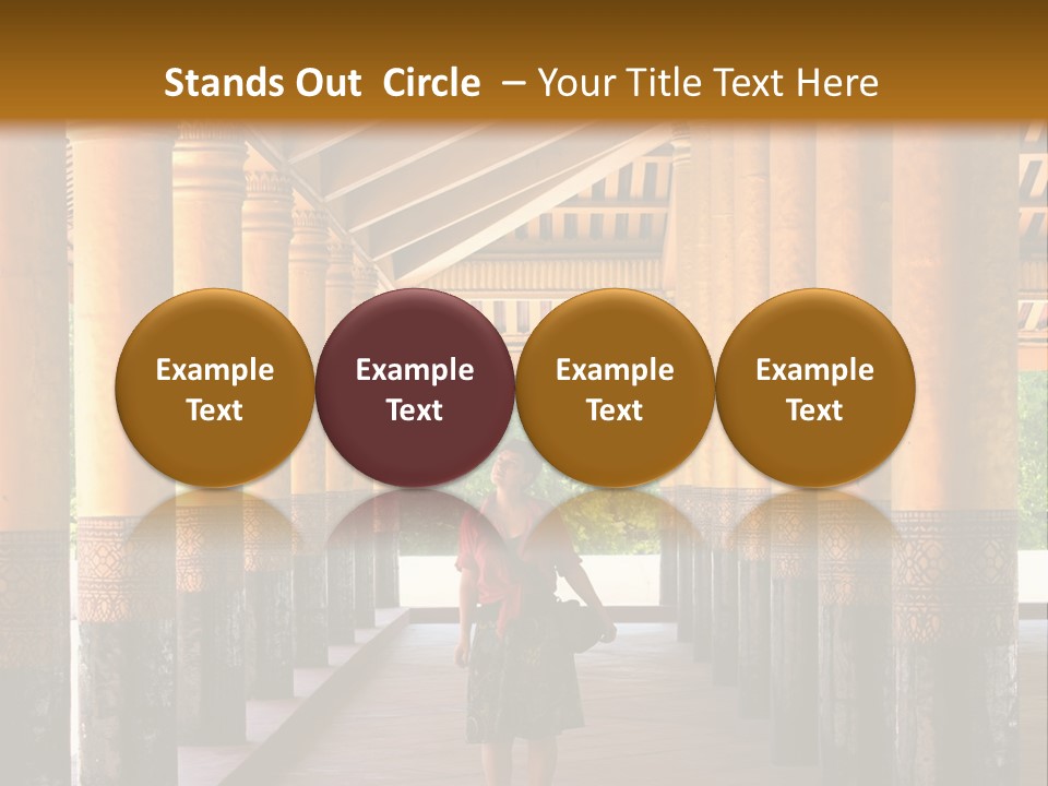 A Woman Walking Down A Walkway In A Building PowerPoint Template