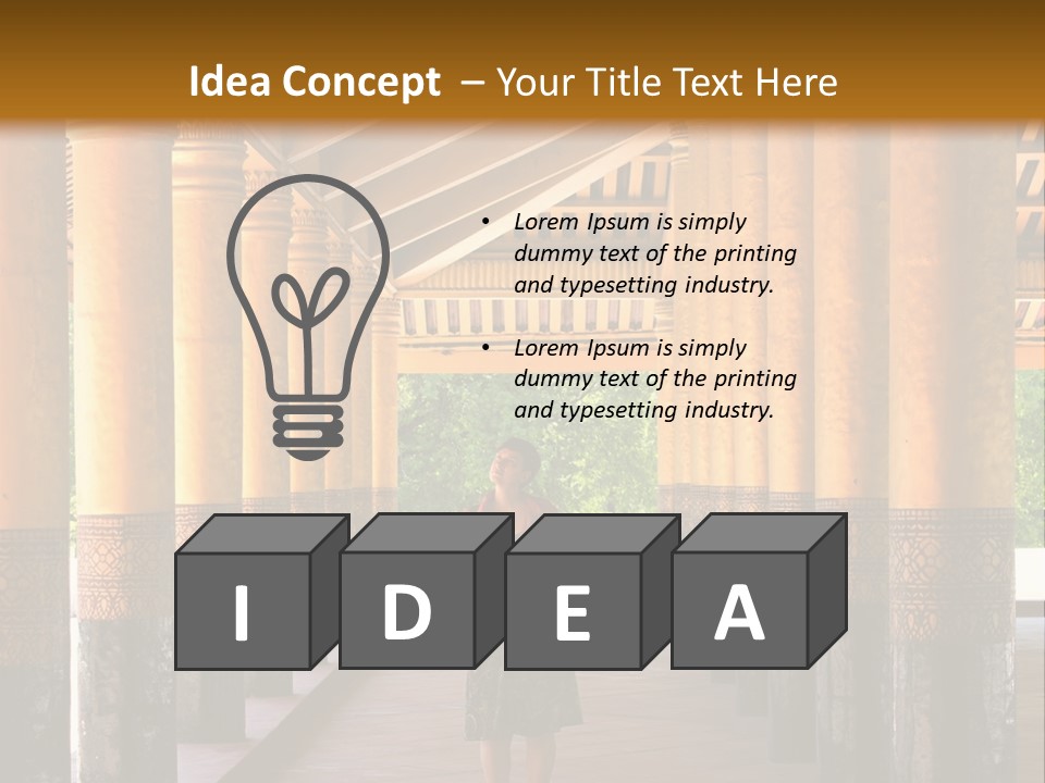 A Woman Walking Down A Walkway In A Building PowerPoint Template