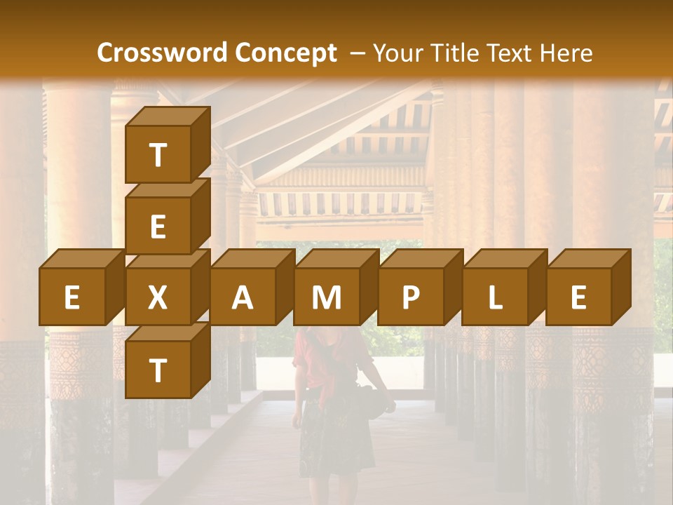 A Woman Walking Down A Walkway In A Building PowerPoint Template