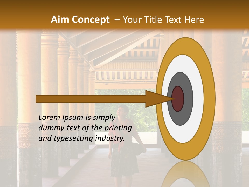 A Woman Walking Down A Walkway In A Building PowerPoint Template