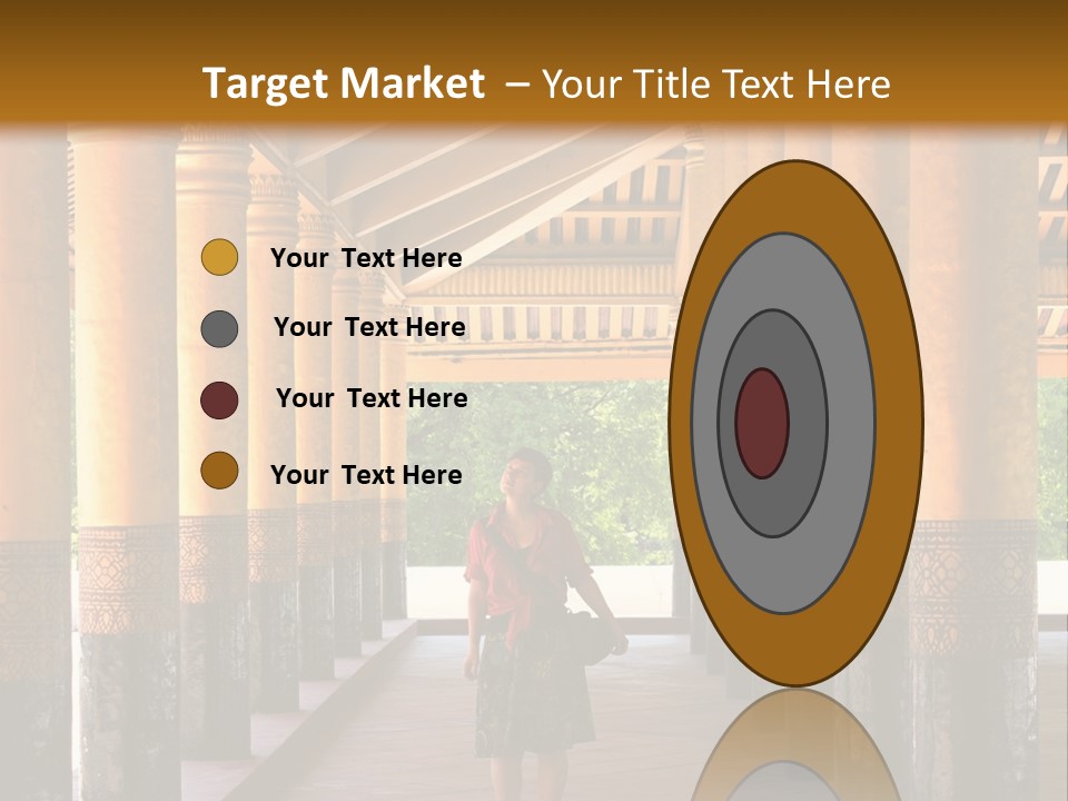 A Woman Walking Down A Walkway In A Building PowerPoint Template