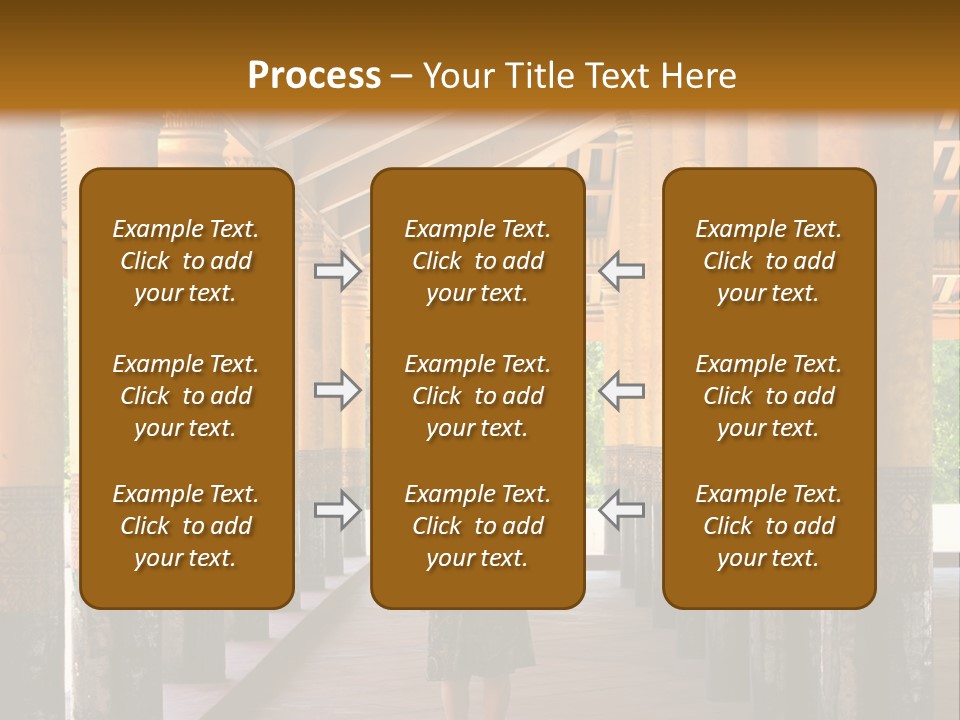 A Woman Walking Down A Walkway In A Building PowerPoint Template