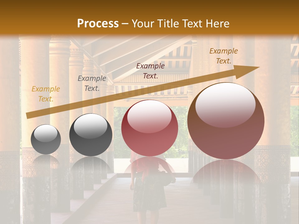 A Woman Walking Down A Walkway In A Building PowerPoint Template