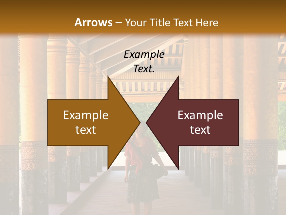 A Woman Walking Down A Walkway In A Building PowerPoint Template