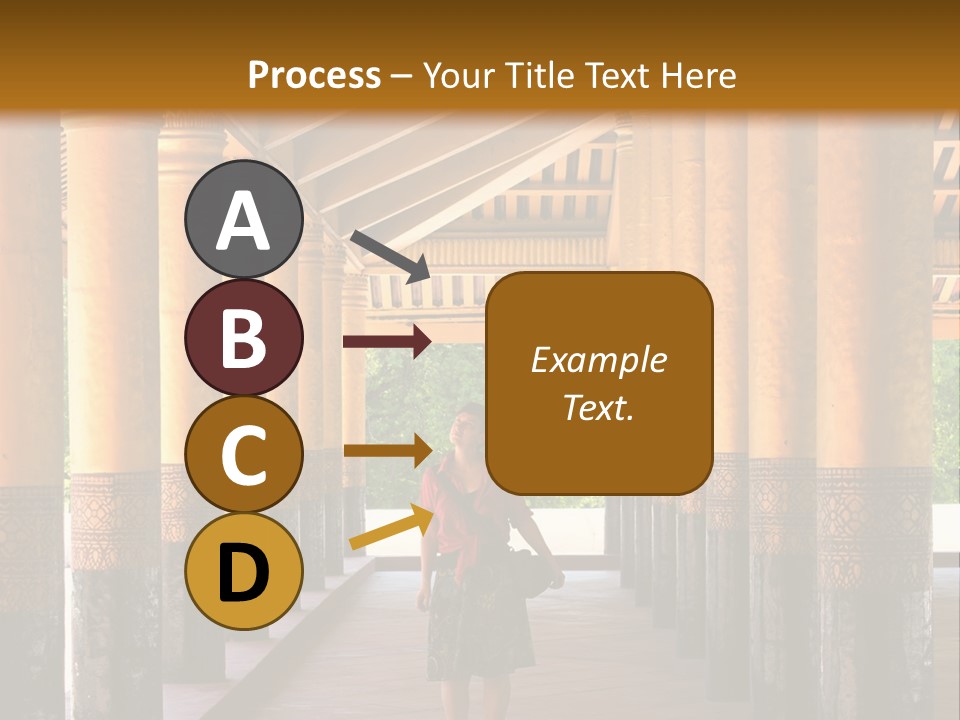 A Woman Walking Down A Walkway In A Building PowerPoint Template