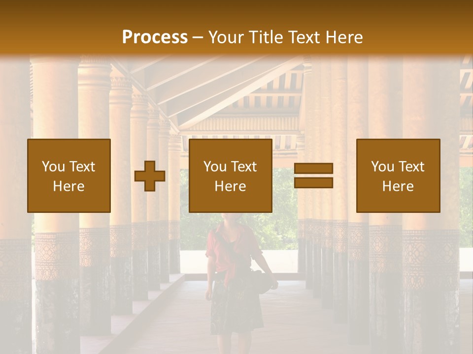 A Woman Walking Down A Walkway In A Building PowerPoint Template