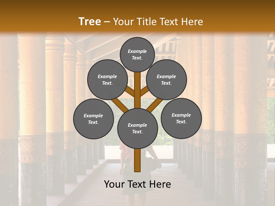 A Woman Walking Down A Walkway In A Building PowerPoint Template