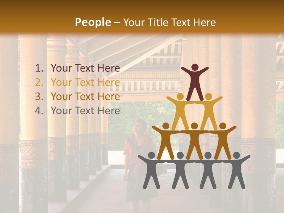 A Woman Walking Down A Walkway In A Building PowerPoint Template