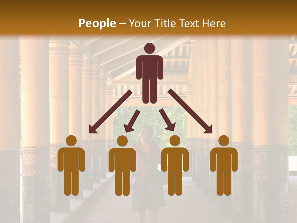 A Woman Walking Down A Walkway In A Building PowerPoint Template