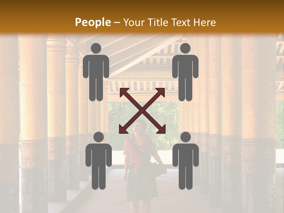 A Woman Walking Down A Walkway In A Building PowerPoint Template