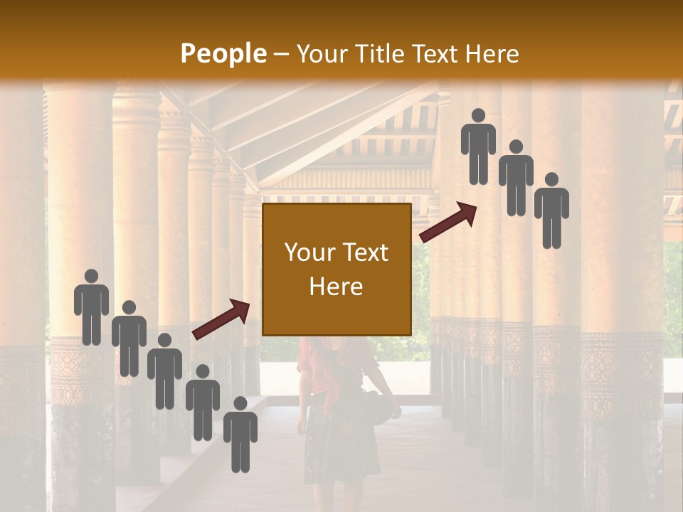 A Woman Walking Down A Walkway In A Building PowerPoint Template
