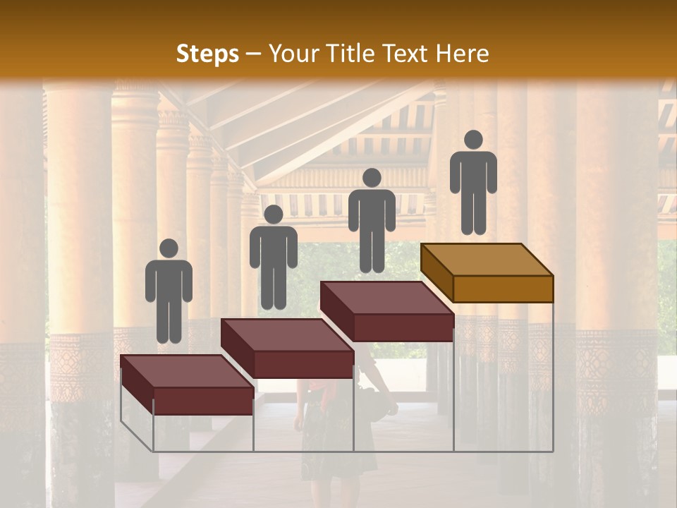 A Woman Walking Down A Walkway In A Building PowerPoint Template