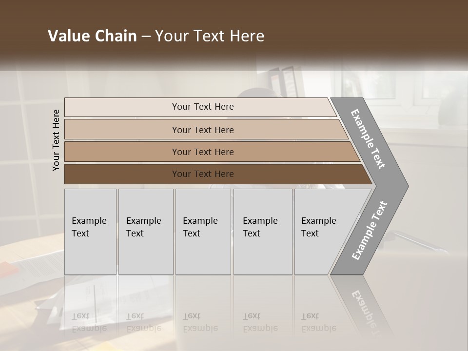 A Woman Sitting At A Desk In Front Of A Laptop Computer PowerPoint Template