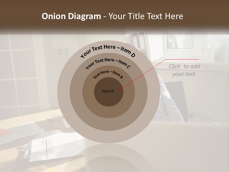 A Woman Sitting At A Desk In Front Of A Laptop Computer PowerPoint Template