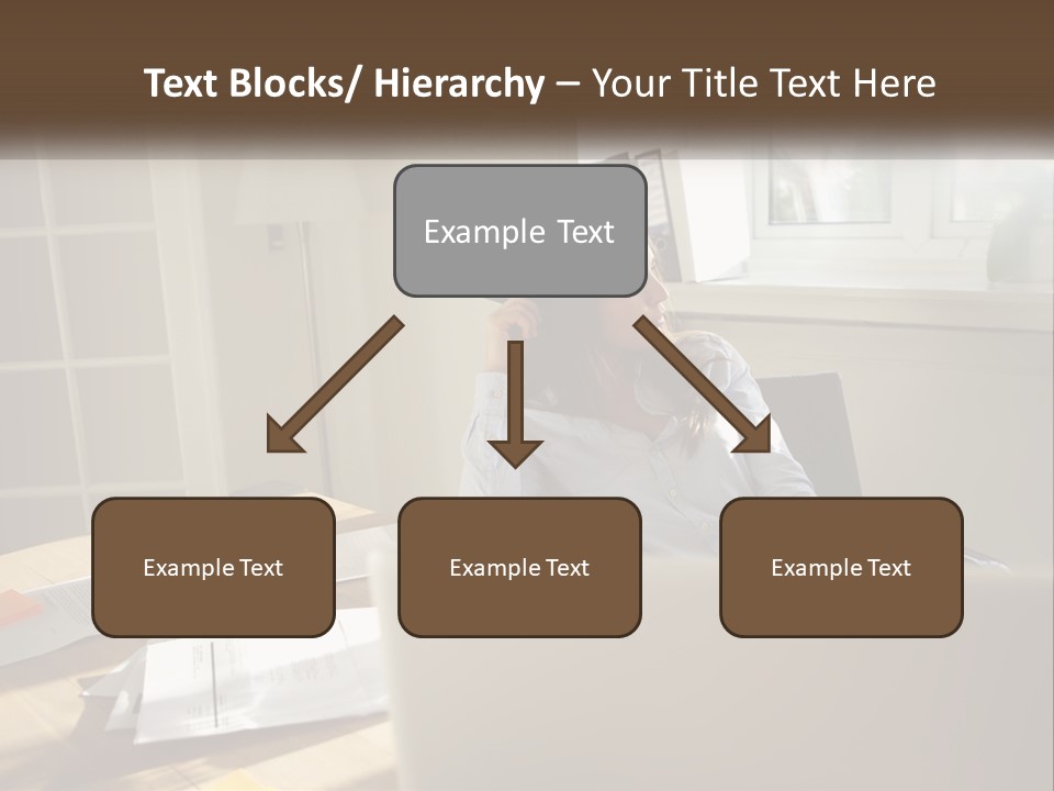 A Woman Sitting At A Desk In Front Of A Laptop Computer PowerPoint Template