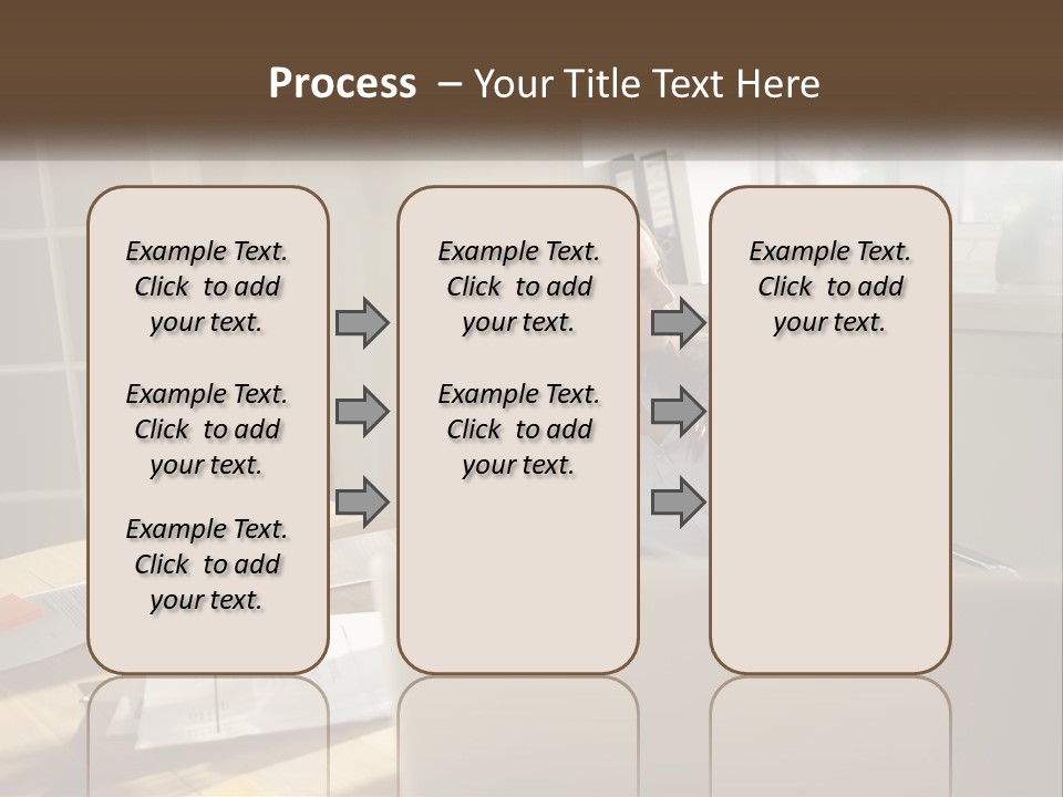 A Woman Sitting At A Desk In Front Of A Laptop Computer PowerPoint Template