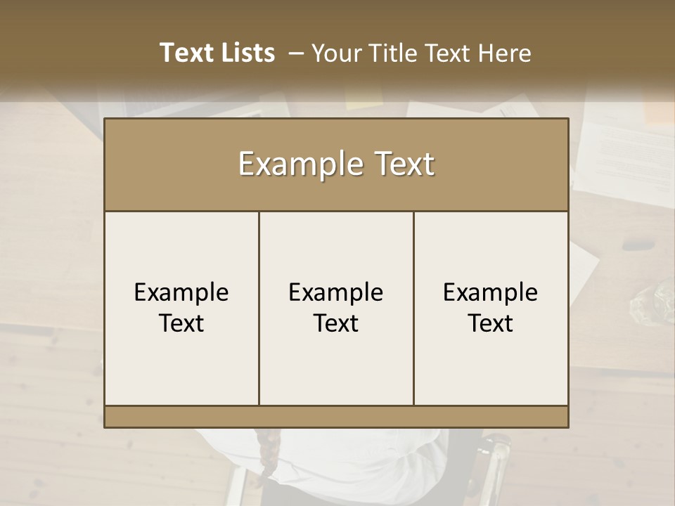 A Woman Sitting At A Table With A Laptop And Papers PowerPoint Template