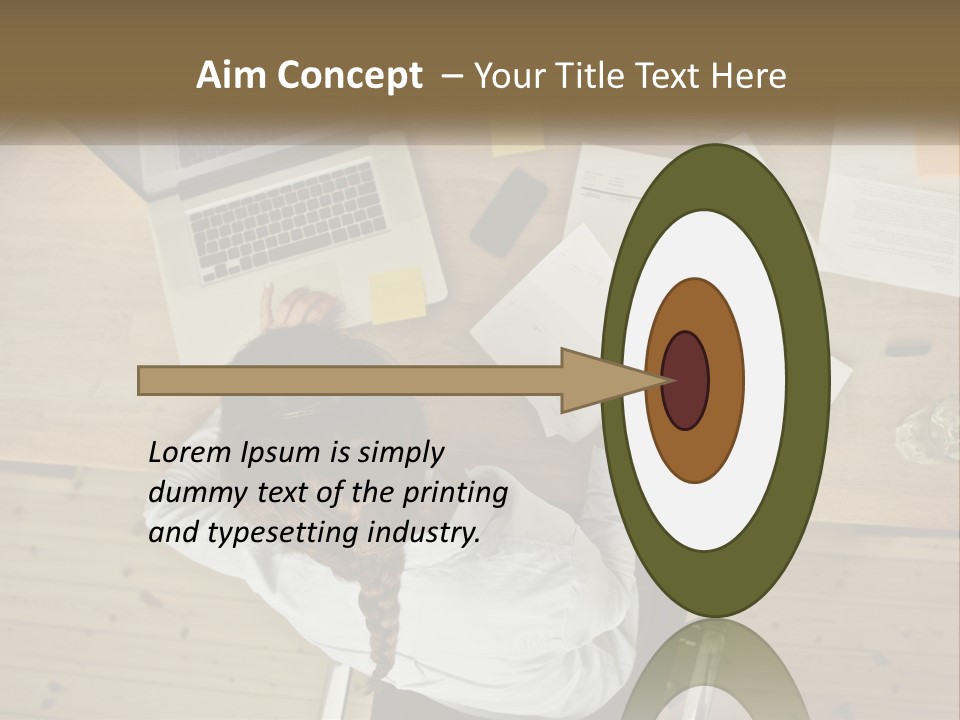 A Woman Sitting At A Table With A Laptop And Papers PowerPoint Template