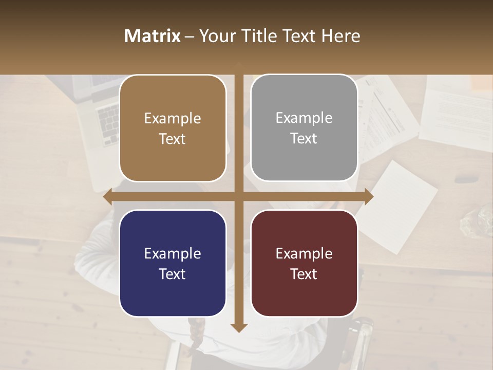 A Woman Sitting At A Desk With A Laptop And Papers PowerPoint Template
