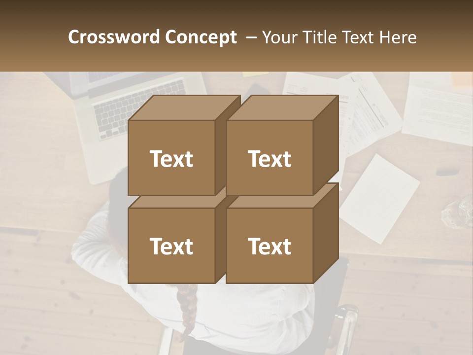 A Woman Sitting At A Desk With A Laptop And Papers PowerPoint Template