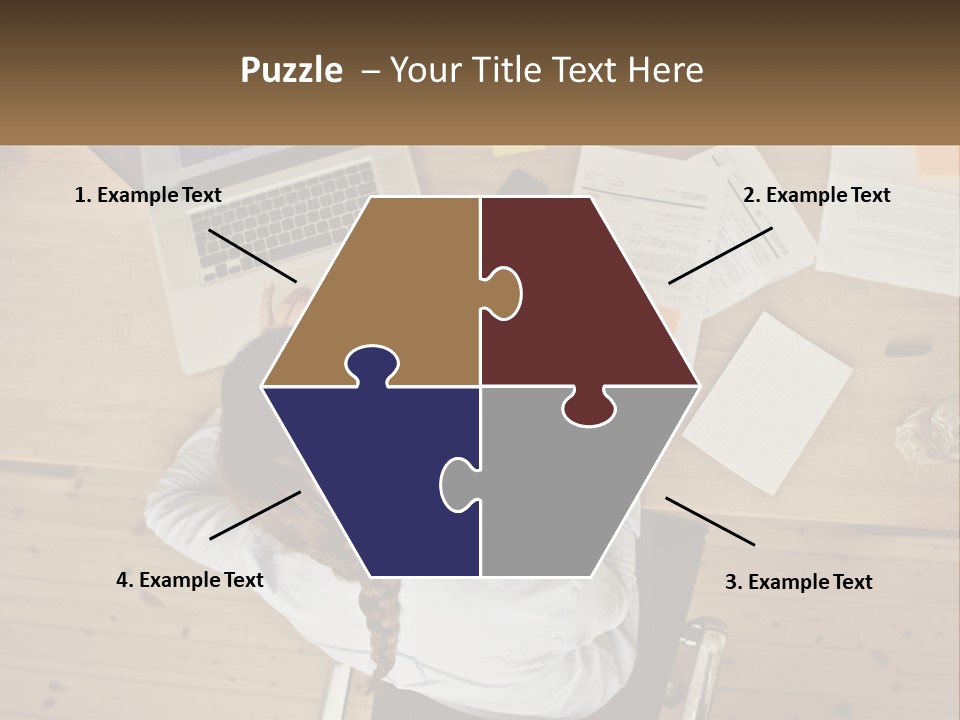 A Woman Sitting At A Desk With A Laptop And Papers PowerPoint Template