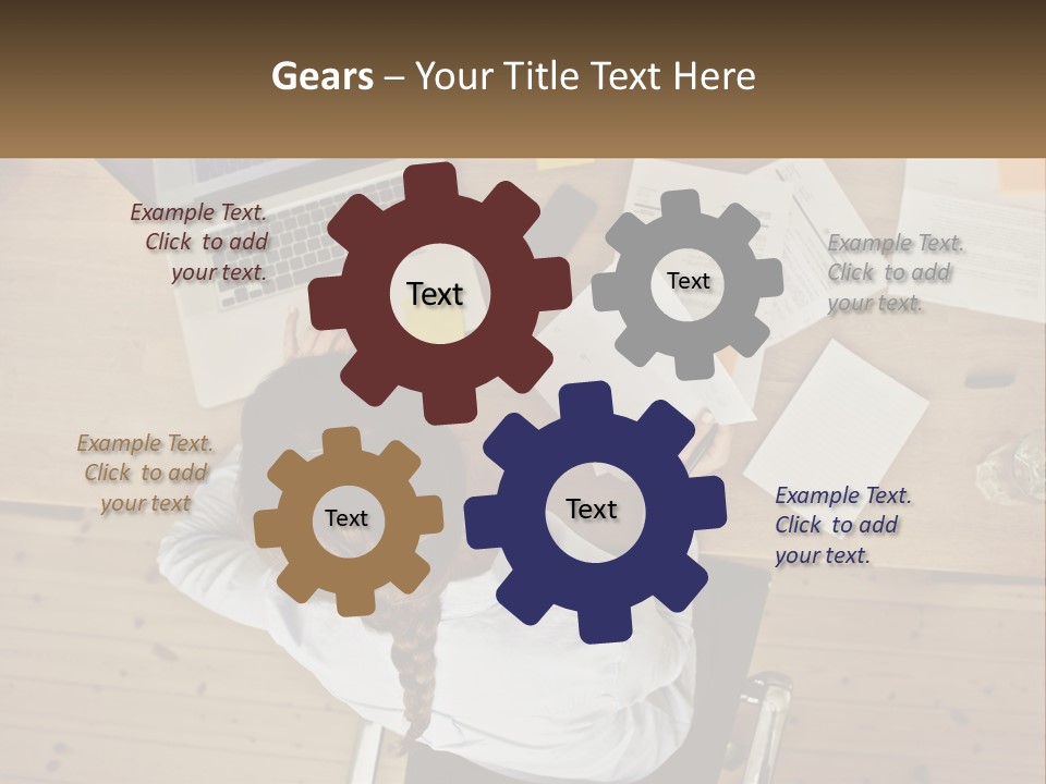 A Woman Sitting At A Desk With A Laptop And Papers PowerPoint Template