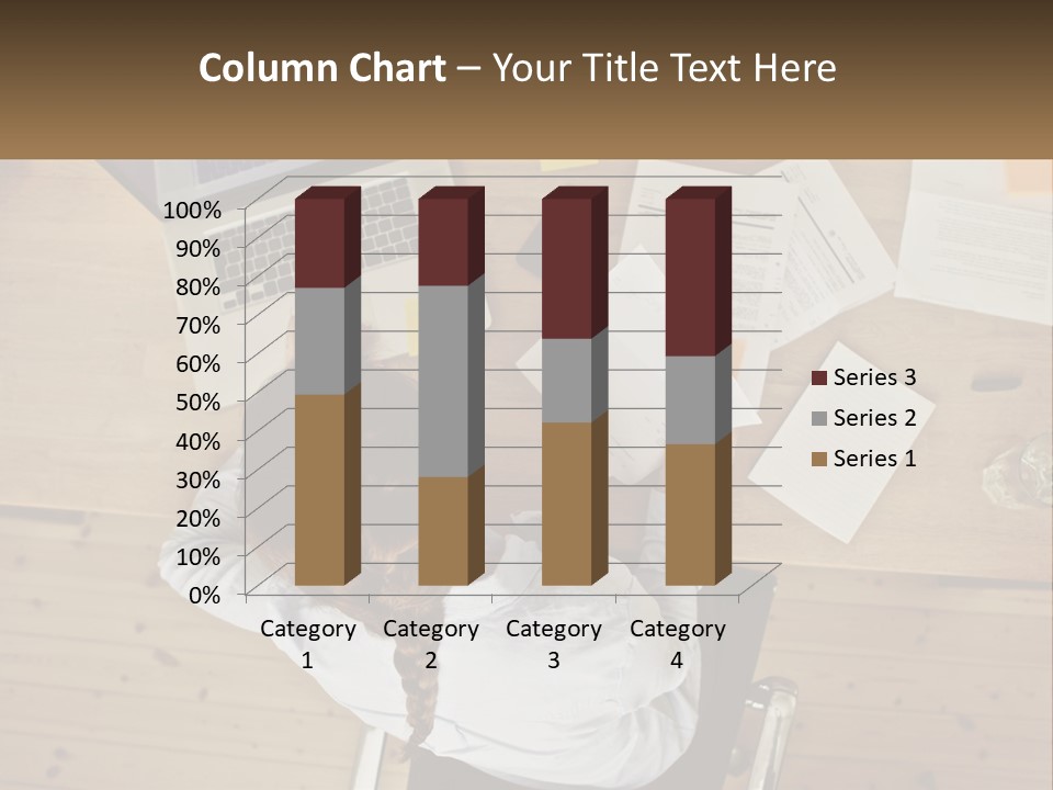 A Woman Sitting At A Desk With A Laptop And Papers PowerPoint Template