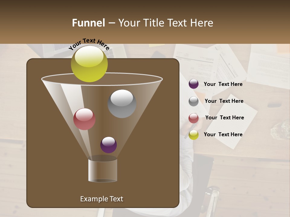 A Woman Sitting At A Desk With A Laptop And Papers PowerPoint Template